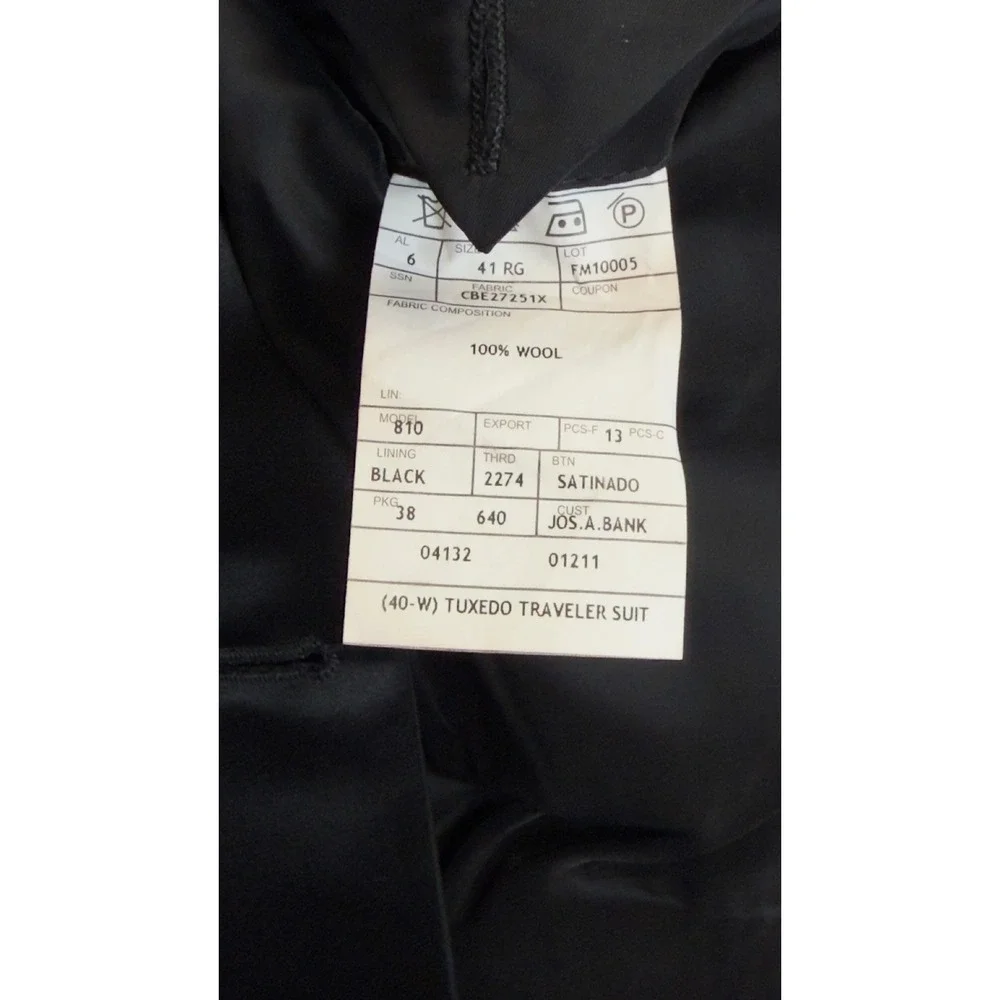 Jos.A Bank Mens Black Tuxedo Suit Jacket‎ 41R Pants 36X28 Cummerbund Formal 3 Pc